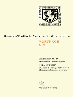 cover image of Probleme der Gedächtnisspuren. Was kann der Biologe noch von der Elektronenmikroskopie erwarten?
